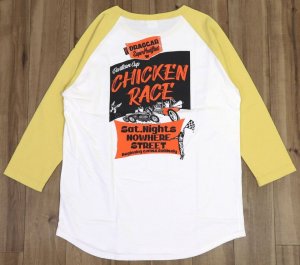 画像: 「STUDIO D'ARTISAN/ステュディオ・ダ・ルチザン」CHICKEN RACE ラグラン7分丈Ｔシャツ【ホワイト×イエロー】