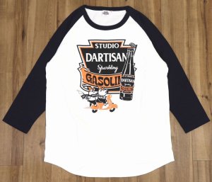 画像: 「STUDIO D'ARTISAN/ステュディオ・ダ・ルチザン」GASOLINE ラグラン7分丈Ｔシャツ【ホワイト×ネイビー】