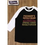 画像: 「Pherrow's/フェローズ」PHERROW'S ラグランプリント7分袖Ｔシャツ【ブラック×ホワイト】