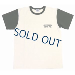 画像2: 「Pherrow's/フェローズ」JEFFERSON バイカラープリントTシャツ PMTシリーズ【S・ホワイト×オリーブ】 (2)