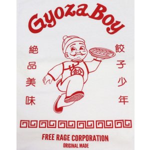 画像4: 「FREE RAGE/フリーレイジ」Gyoza Boy プリントリサイクルコットンTシャツ【ホワイト】 (4)