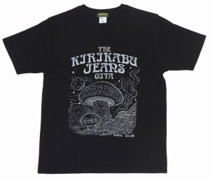 画像: 「KIRIKABU JEANS/キリカブジーンズ」KINOKO プリントTシャツ【ブラック×ライトグレー】