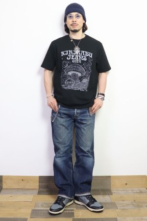 画像: 「KIRIKABU JEANS/キリカブジーンズ」KINOKO プリントTシャツ【ブラック×ライトグレー】