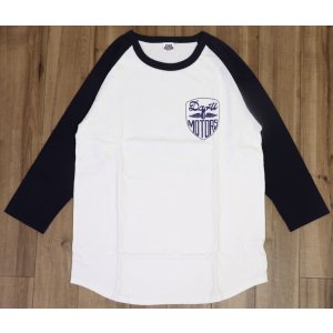 画像2: 「STUDIO D'ARTISAN/ステュディオ・ダ・ルチザン」DETUNE&KUSTOM ラグラン7分袖Ｔシャツ【ホワイト×ネイビー】 (2)