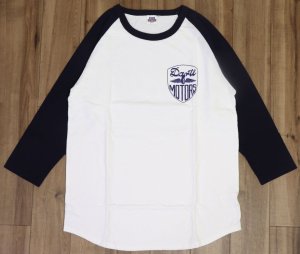 画像: 「STUDIO D'ARTISAN/ステュディオ・ダ・ルチザン」DETUNE&KUSTOM ラグラン7分袖Ｔシャツ【ホワイト×ネイビー】