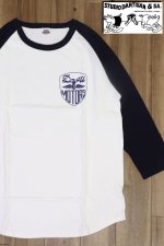 画像: 「STUDIO D'ARTISAN/ステュディオ・ダ・ルチザン」DETUNE&KUSTOM ラグラン7分袖Ｔシャツ【ホワイト×ネイビー】