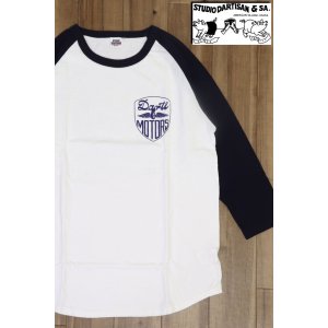 画像1: 「STUDIO D'ARTISAN/ステュディオ・ダ・ルチザン」DETUNE&KUSTOM ラグラン7分袖Ｔシャツ【ホワイト×ネイビー】 (1)