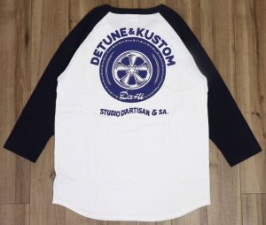 画像: 「STUDIO D'ARTISAN/ステュディオ・ダ・ルチザン」DETUNE&KUSTOM ラグラン7分袖Ｔシャツ【ホワイト×ネイビー】