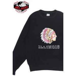 画像1: 「JELADO/ジェラード」ILLINOIS フロッキープリント両Vフリーダムスリーブスウェット【ブラック】 (1)