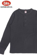 画像: 「UES/ウエス」ヘンリーネックビッグワッフルＴシャツ【スチールブラック】