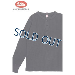 画像1: 「UES/ウエス」ヘンリーネックビッグワッフルＴシャツ【スチールグレー】 (1)