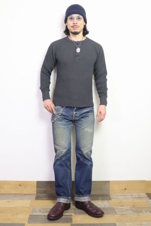 画像: 「UES/ウエス」ヘンリーネックビッグワッフルＴシャツ【スチールグレー】