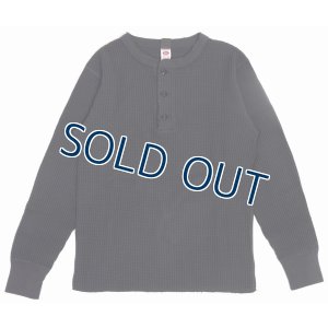 画像2: 「UES/ウエス」ヘンリーネックビッグワッフルＴシャツ【スチールグレー】 (2)