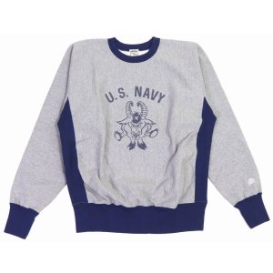 画像2: 「Pherrow's/フェローズ」ツートーンプリントヘビーウェイトスウェット【杢グレー×ネイビー】 (2)